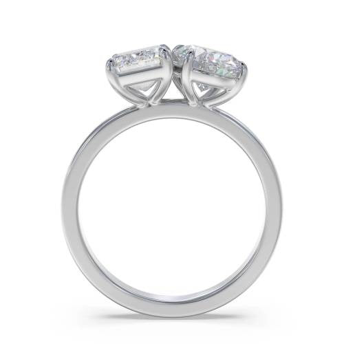 Emerald & Oval Two Stone Lab Grown Diamond Ring